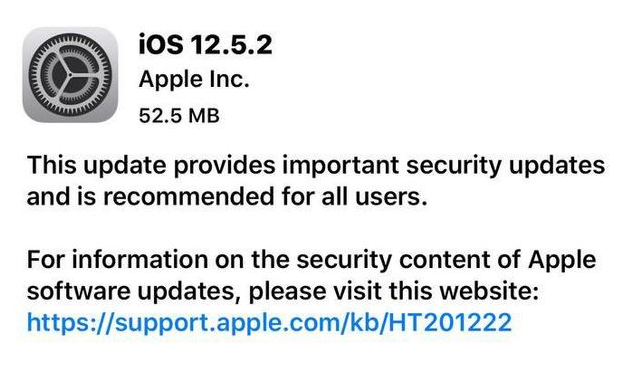 斗门苹果手机维修分享iOS12.5.2发布，建议所有老苹果用户安装 